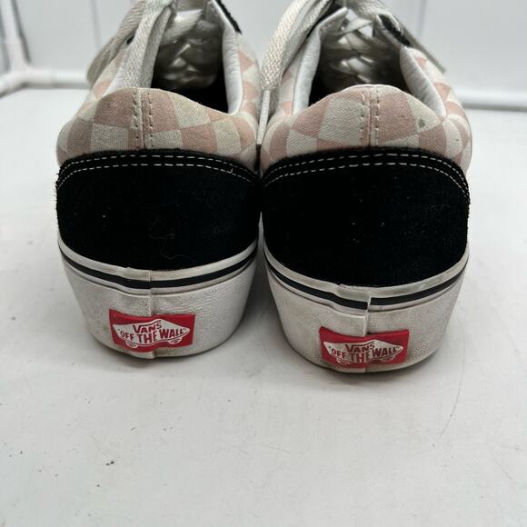 Vans Shoes Womens 8 Platform Check Lace Low Pink White Black Skate Sneaker - Picture 6 of 8